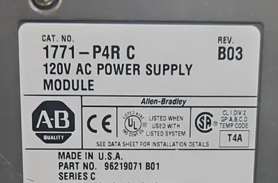 Allen-Bradley 1771-P4R/C 120VAC Power Supply Loc3D42
