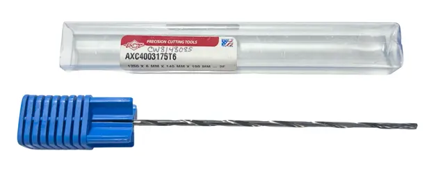 PCT 1/8" Solid Carbide Drill 40xD Triple Margin Coolant Thru Drill USA