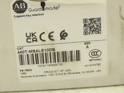 Allen Bradley 440T-MSALE10DB Guardmaster Trapped Key Interlock Switch No Key