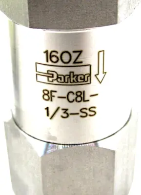 NEW PARKER 8F-C8L-1/3-SS CHECK VALVE 8FC8L1/3SS