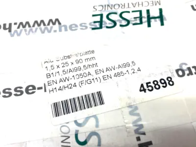 New | in-Stock HESSE ALUMINUM SUBSTRATE PLATE 1.5 X 25 X 90MM Miscellaneous MRO | Maverick Industrial Sales #1122096