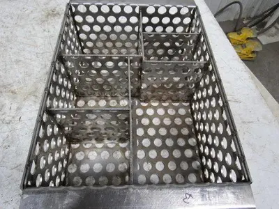 14-1/2" X 11" Stainless Steel Solvent Dip Wash Basket With Compartments & Lid