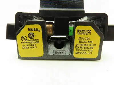 Buss R25030-2PR Fuse Holder 250V 30A Class R SAMI-9N Finger Safe Covers Lot of 6