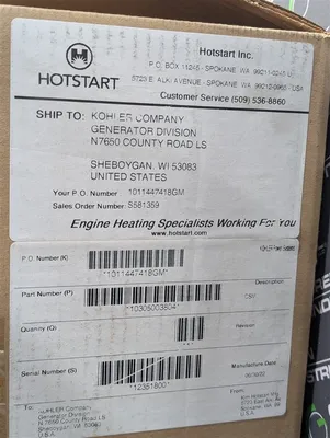 Kohler Hotstart 12000W 240V KH CSM31202-710 Coolant Preheater 10305003804