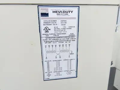 Hevi-Duty Wall Mount Transformer 5KVA 1PH HV 240/480V LV 120/240V Lot of 2