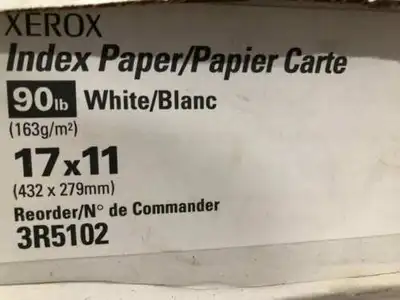 XEROX 3R5102 8.5 x 11 Tabloid Index Paper ; White of 1000