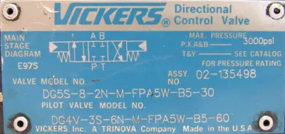 REFURBISHED VICKERS 02-135498 VALVE DG5S-8-2N-M-FPA5W-B5-30 DG4V3S6NMFPA5WB560