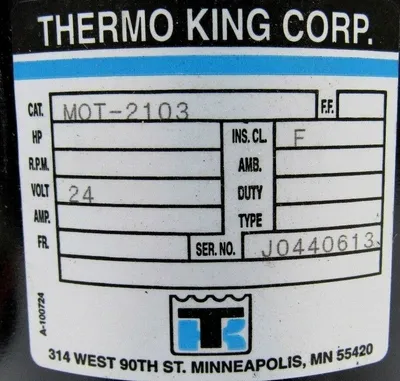 REMANUFACTURED THERMO KING 304-1569 MOTOR MOT-2103 3041569