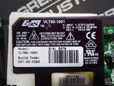 EOS VLT80-1001 Power Supply Board 12VDC 6.8A Used