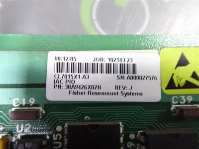 Fisher Rosemount CL7015X1-A3 Process I/O Board 38A9426X02R Rev. J Used