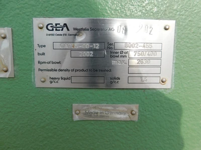 Used GEA CA755-00-12 Decanter Centrifuges Ohio US | Equipment Recovery Corp. #1331508