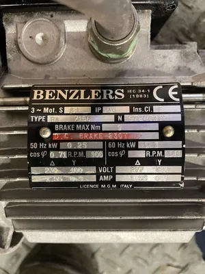 BENZLERS F30/R Inline Gear Drive / Speed Reducer 0.25kW 30:1 25/125RPM