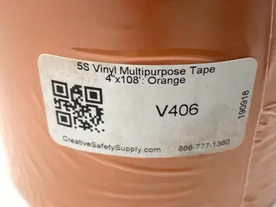 New | in-Stock CREATIVE SAFETY SUPPLY ORANGE MULTIPURPOSE 5S TAPE 4" X 108' Safety Equipment | Maverick Industrial Sales #1103019