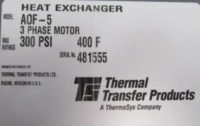 NEW THERMAL TRANSFER PRODUCTS AOF-5 HEAT EXCHANGER AOF5