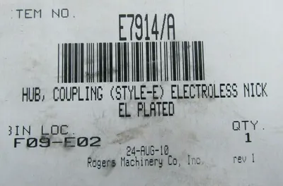 NEW ROGERS MACHINERY E7914/A COUPLING HUB 50R HQD 37000005N