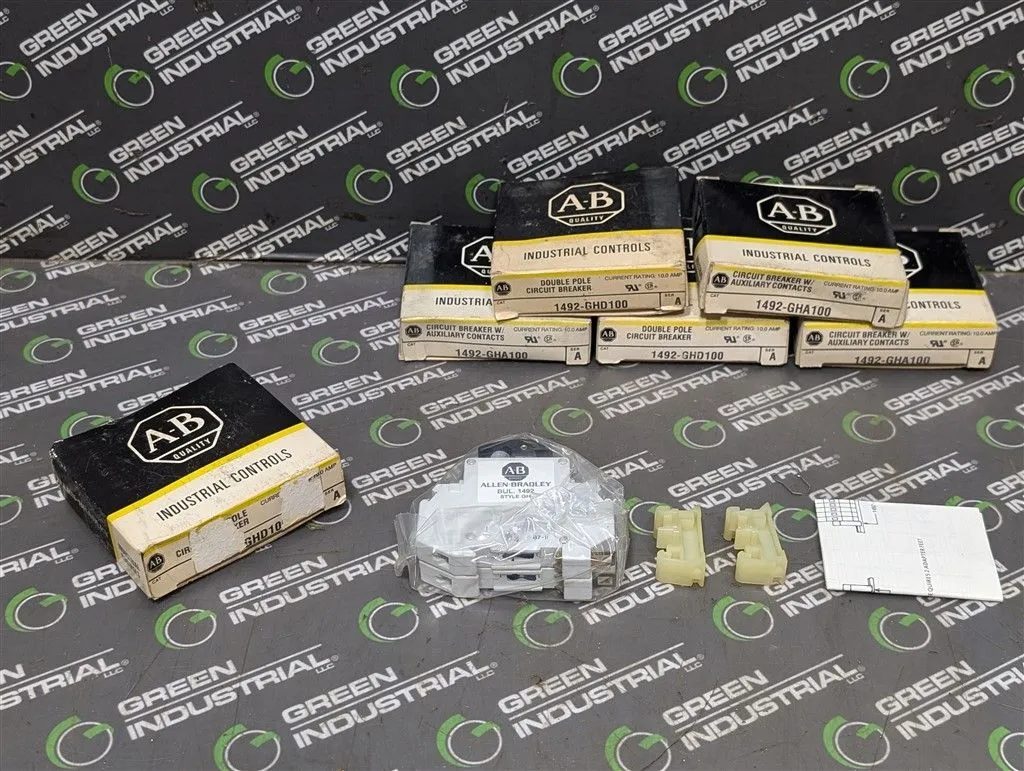 Lot of 6 Allen Bradley 1492-GHD100 Double Pole Circuit Breakers 10A 125VAC New NIB