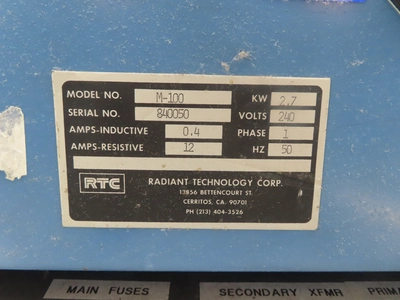 Radiant Technology Corp., RTC Wire Mesh Continous Dryer, 300 C