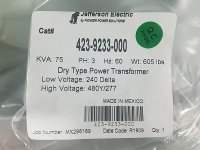 Factory New 75 KVA STEP UP Dry Type Transformer 240 Delta 480Y/277 3 Phase 10 Year Warranty 423-9233-000
