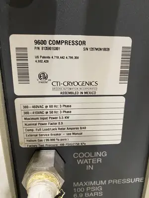 USED CTI CRYOGENICS 9600 SERIES COMPRESSOR 380-460V 3PH