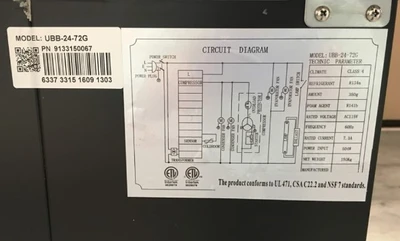 171-0148 72” Glass Door Self Contained Back Bar Cooler