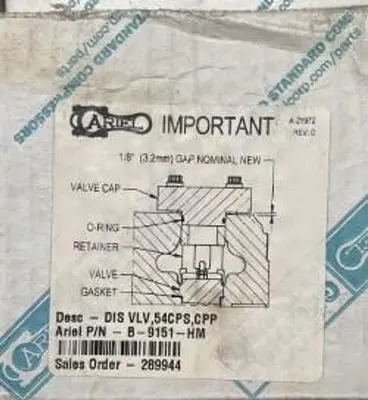Ariel 54cps Discharge Valve PN B-9151-HM