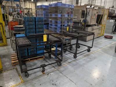 (7) Rolling Roller Conveyor Carts (Contents Excluded)