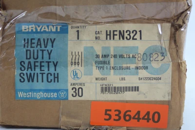 New | in-Stock Bryant Westinghouse HFN321 Switchgears California US | Davliegogo LLC #1707883