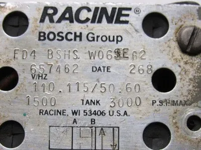 Racine Bosch FD4BSHSW06 Solenoid Pilot Operated 3 Position Spool Valve Unit 115V