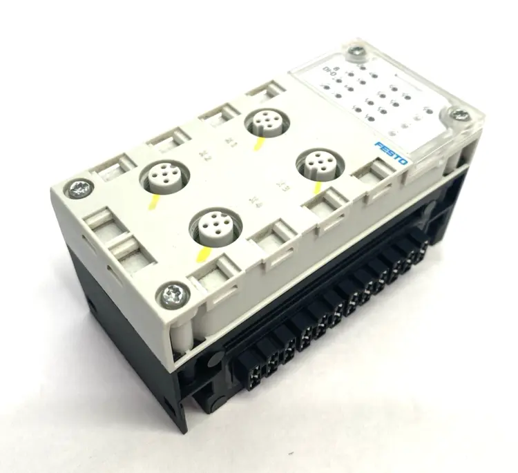 Used FESTO MANIFOLD BLOCK 195704, W/ CPX-GE-EV INTERLINK BLOCK Input / Output Modules Michigan US | Maverick Industrial Sales #1092868