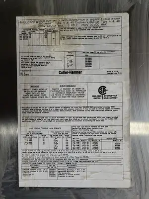 USED CUTLER-HAMMER 4HD364NFW