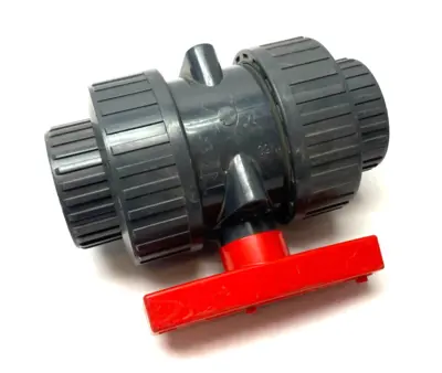 DN50 2" Double Union Ball Valve PVC-U, Teflon Seat, EPDM Seals - New Other