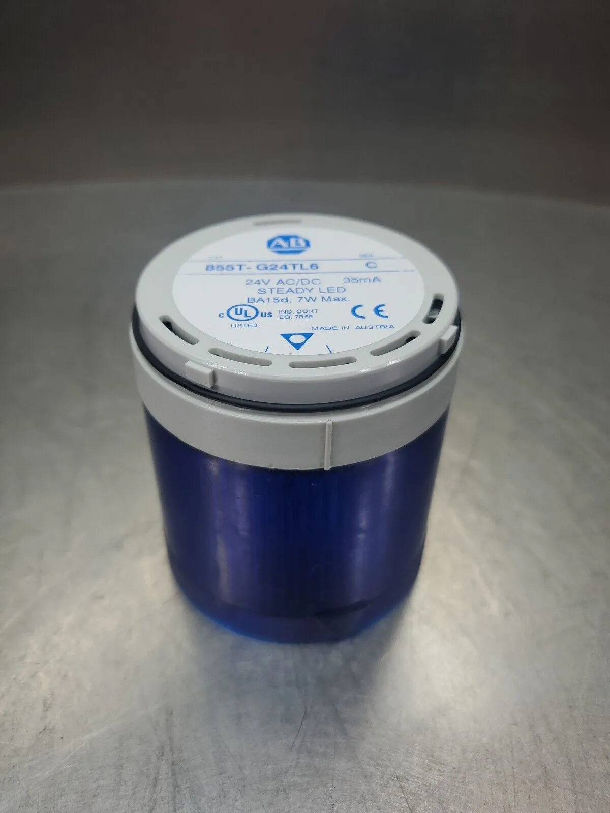 ALLEN BRADLEY 855T-G24TL6 SER C, CONTROL TOWER STACK LIGHT - BLUE. 3E-17