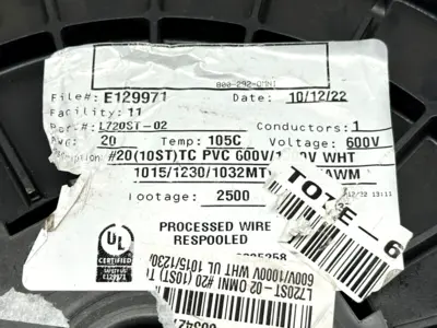 L720ST-02 | Omni  #20 AWG Type MTW TEW 10-Stranded Copper White 600V 2500ft - New