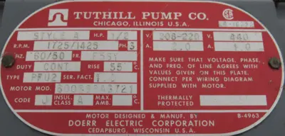 USED TUTHILL PFU2 PUMP 1/2HP 208-220/440V 600883AG721 00LPF20