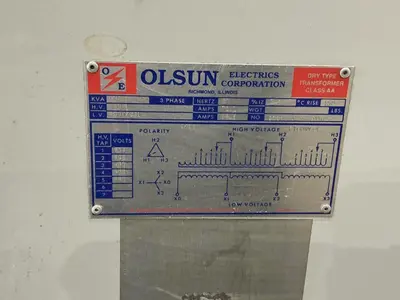 60 KVA OLSUN 480V <-> 400Y/231 CLASS AA DRY TYPE ELECTRICAL TRANSFORMER: YOBRO #24591