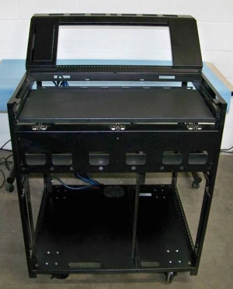 Middle Atlantic Podium / Lectern Style Audio / Video (AV) Rolling Equipment Rack with Slide out Tray, Power Strips and Cooling Fan