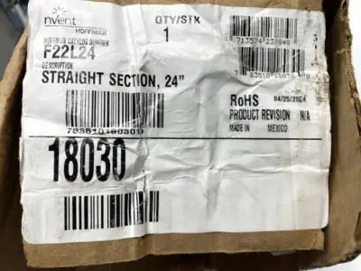 USED HOFFMAN STRAIGHT SECTION LAY-IN HINGED-COVER 18030 NO HARDWARE