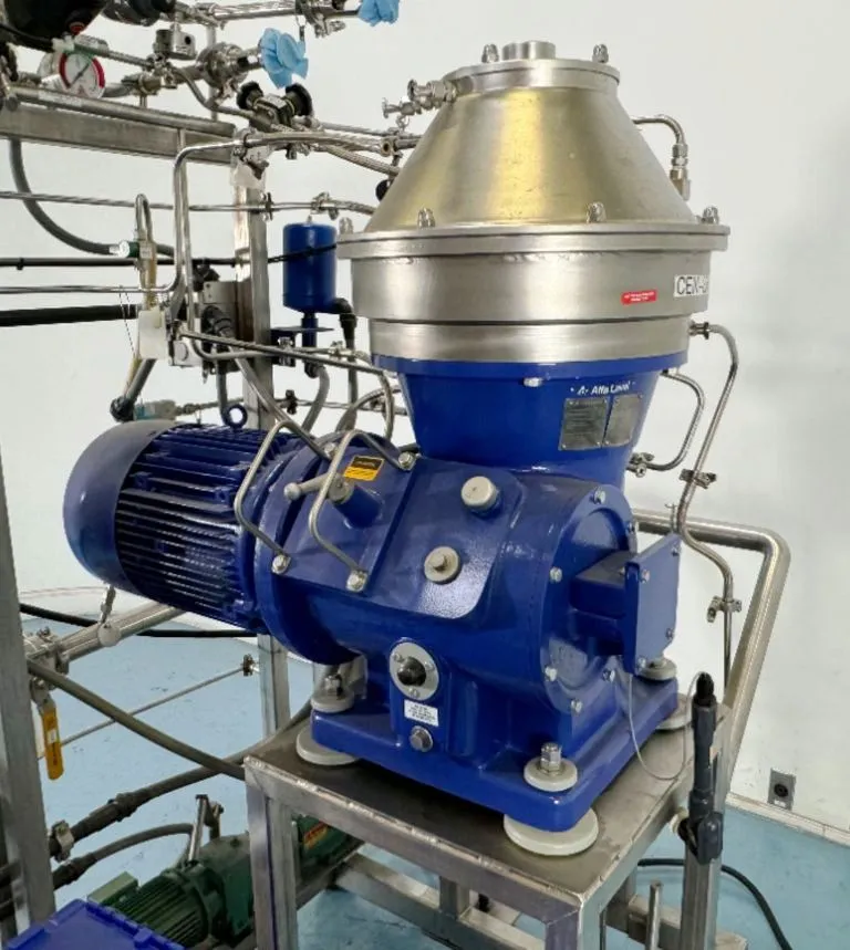 Alfa-Laval BTPX 205 SGD-34 CDP-60 clarifier centrifuge skid, 316L SS.