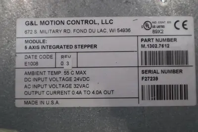 G & L MOTION CONTROL M.1302.7612 5-Axis Integrated Stepper 32Vac STOCK 6016
