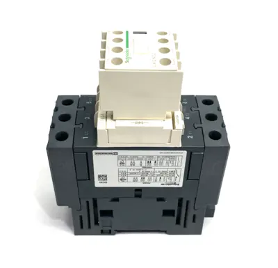 USED SCHNEIDER ELECTRIC TESYS CONTACTOR 65A 3-POLE W/ LADN22 AUX. CONTACT