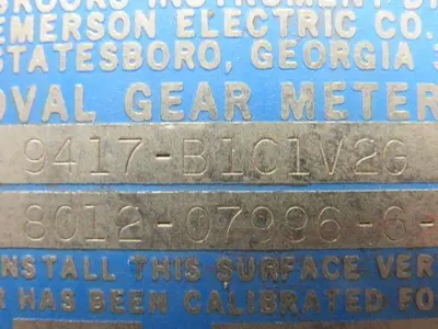 BROOKS EMERSON 9417-B1C1V2G Oval Gear Meter .15 to 5.34LPM 100CPS @111F 255 PSI