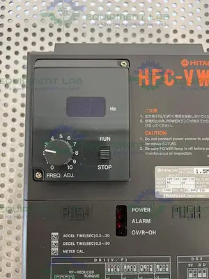 USED HITACHI HFC-VWE 1.5MF2 INVERTER / VARIABLE FREQUENCY DRIVE 0.75 KW, 5 AMPS, 1 PH