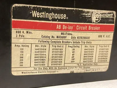 USED WESTINGHOUSE MA3800F