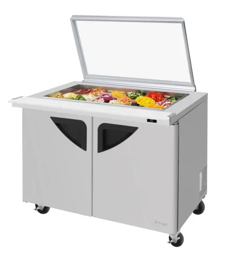 Turbo Air TST-48SD-18-N-GL 48" Super Deluxe Mega Top Sandwich/Salad Prep Table w/ Refrigerated Base, 115v