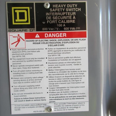 Square D 100 Amp Fusible Disconnect
