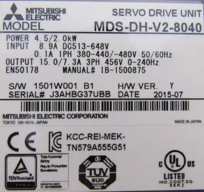 NEW MITSUBISHI ELECTRIC MDS-DH-V2-8084 SERVO DRIVE 4.5KW MDSDHV28084