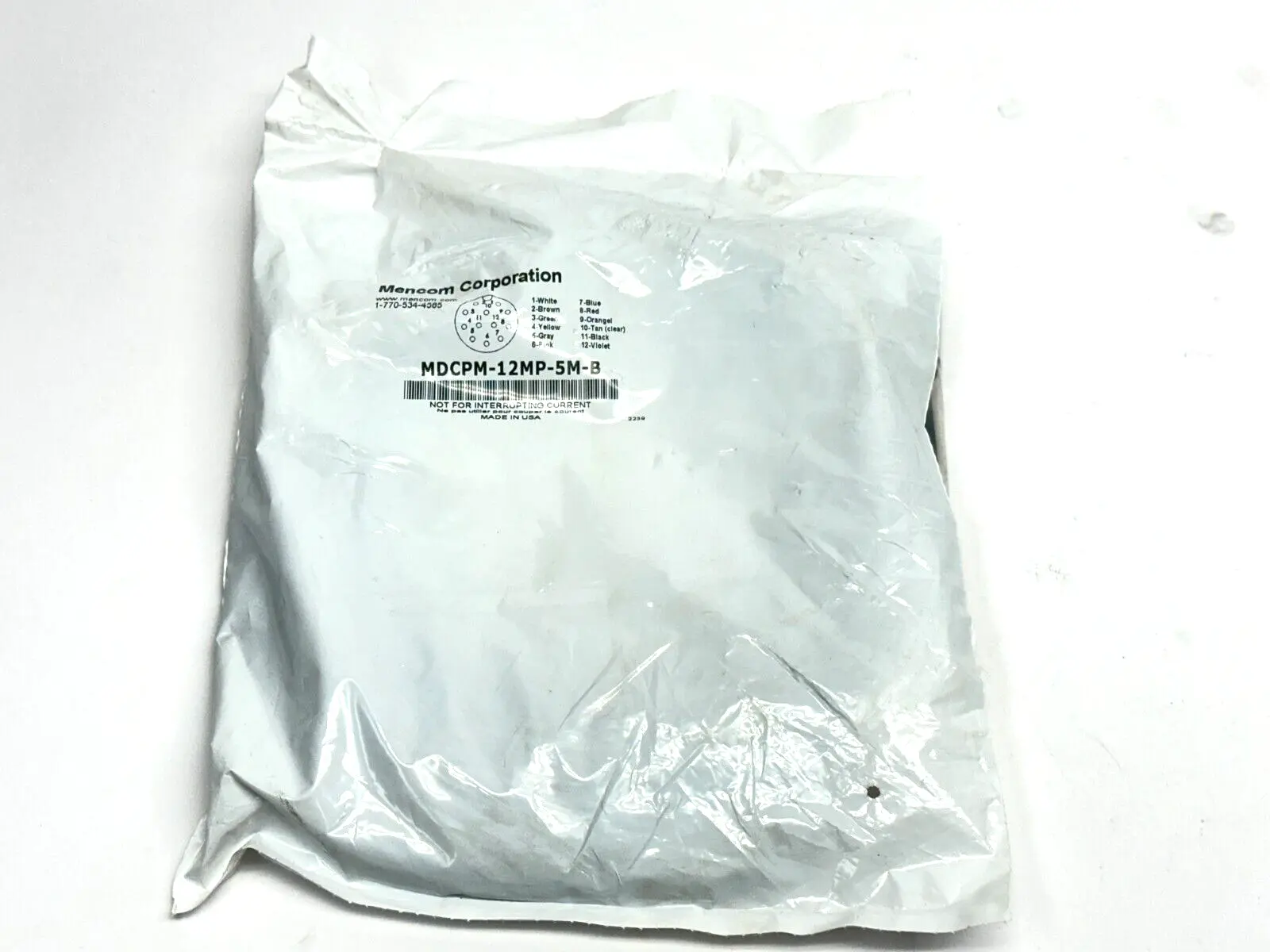 MDCPM-12MP-5M-B | Mencom  Cordset Male M12 12-Pin 5m - New