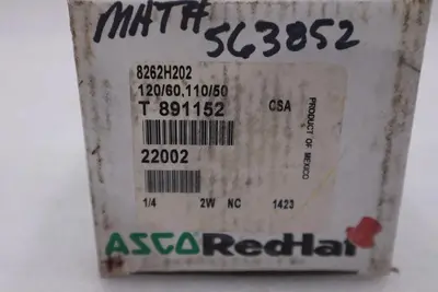 NEW OPEN BOX Asco SC8262H202 120V Ac Solenoid Valve 1/4" Pipe Size STOCK G825A