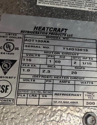 Used HEATCRAFT FCB10SM Air Conditioning Equipment Tennessee US | Jonnathan Cordon #1455772