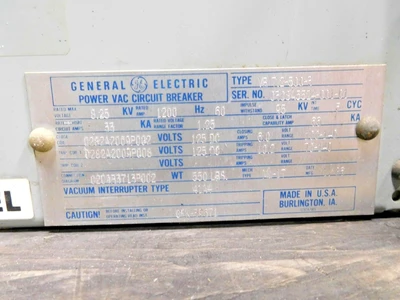 Used GE VB 7.2-500-3 Circuit Breakers Ohio US | Equipment Recovery Corp. #1331093